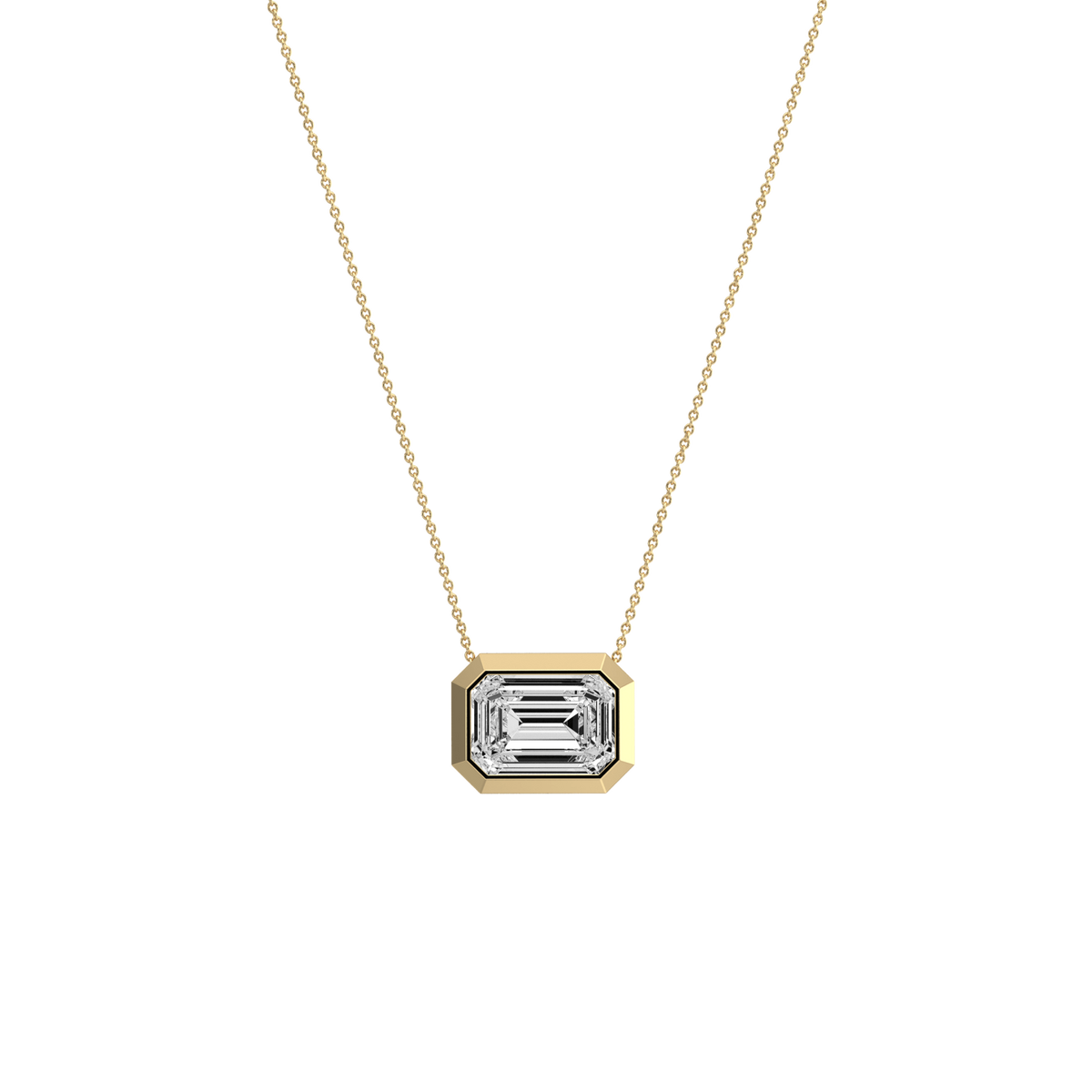 2CT Lab Grown Diamond Bezel Set Pendant Neckalce In 14K Solid Gold/Platinum - Necklaces