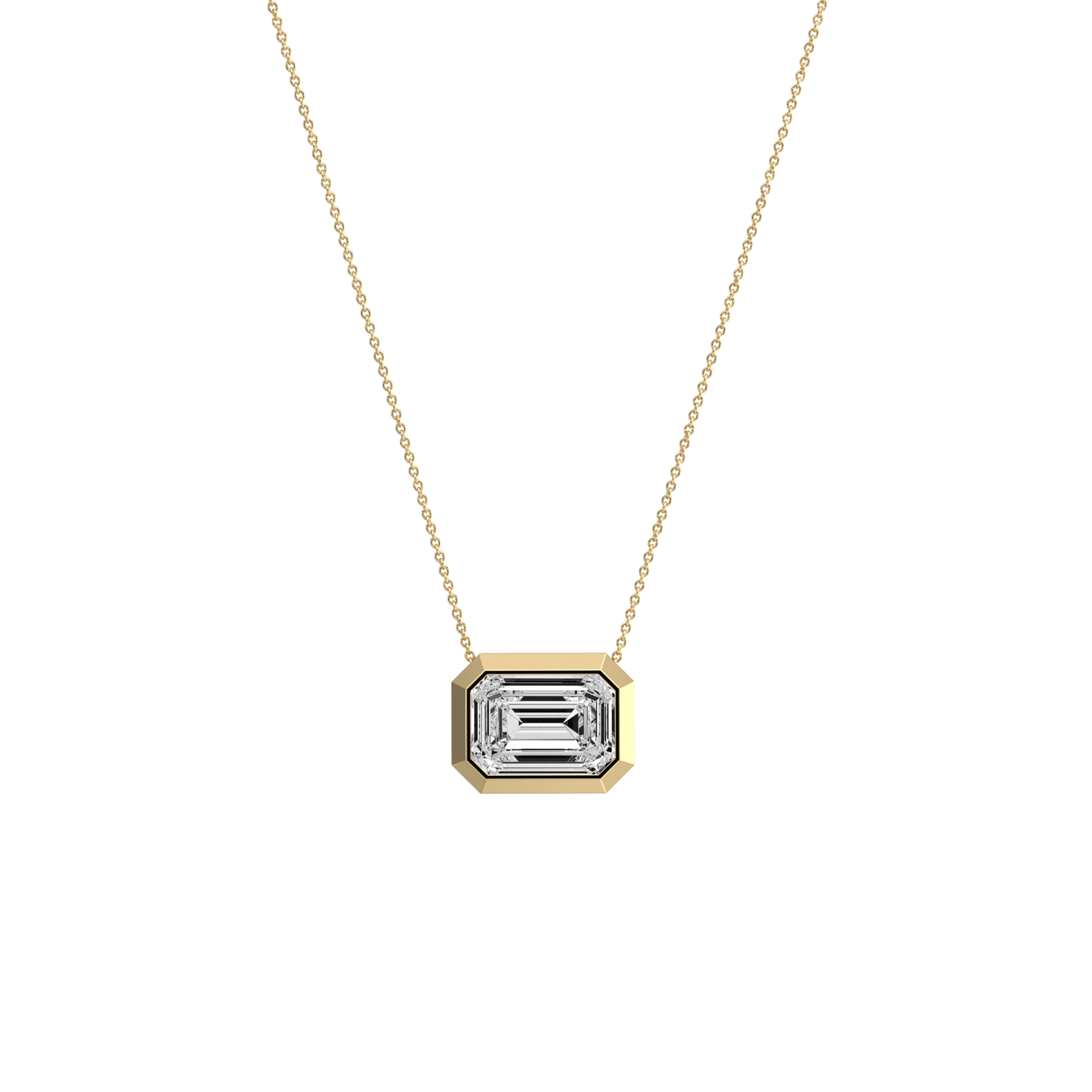 2CT Lab Grown Diamond Bezel Set Pendant Neckalce In 14K Solid Gold/Platinum - Necklaces
