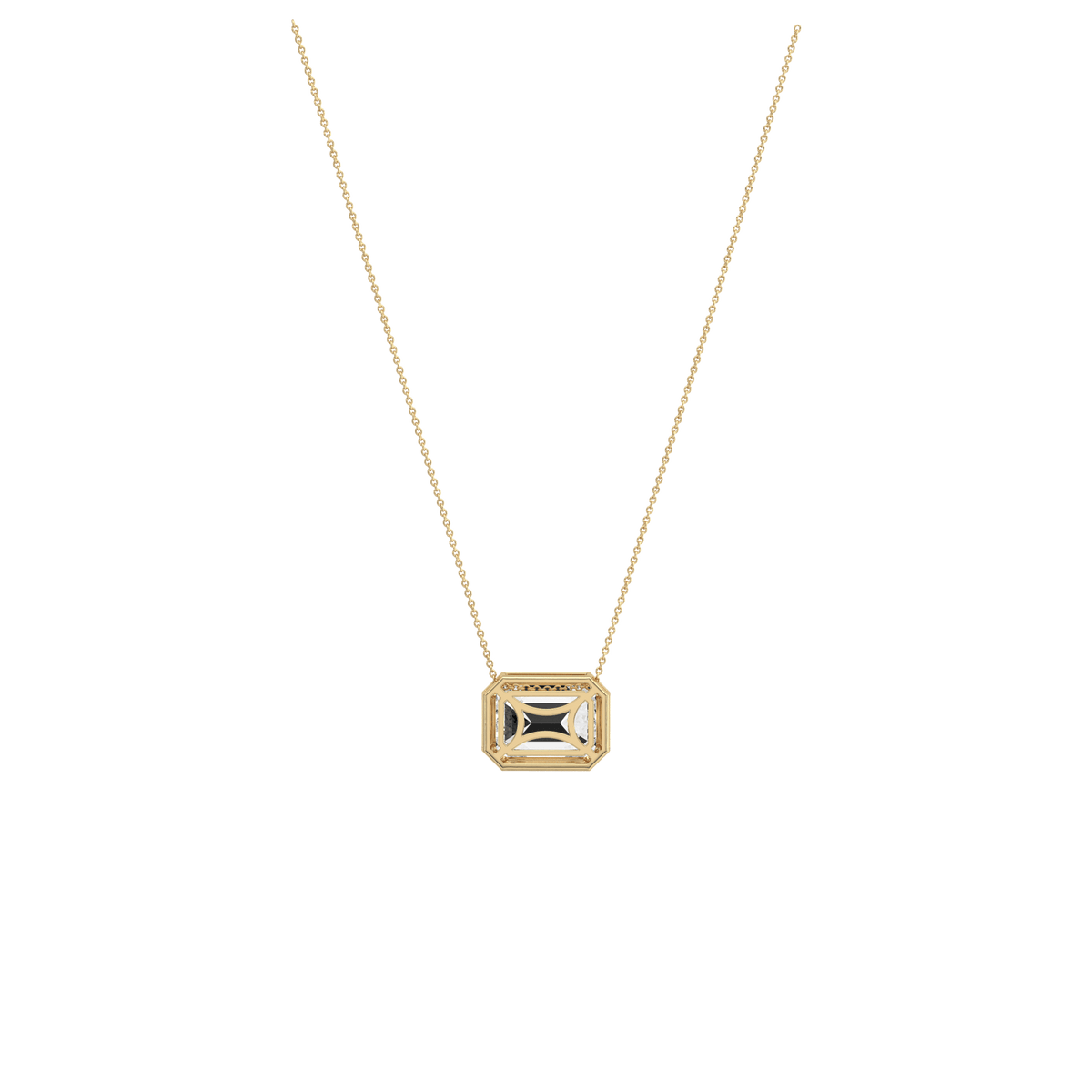 2CT Lab Grown Diamond Bezel Set Pendant Neckalce In 14K Solid Gold/Platinum - Necklaces