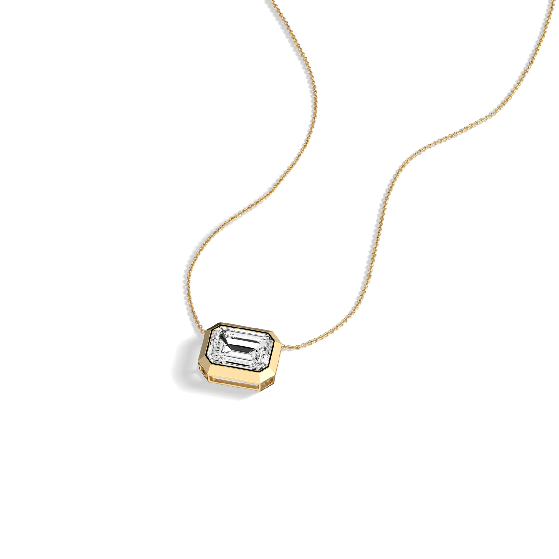 2CT Lab Grown Diamond Bezel Set Pendant Neckalce In 14K Solid Gold/Platinum - Necklaces