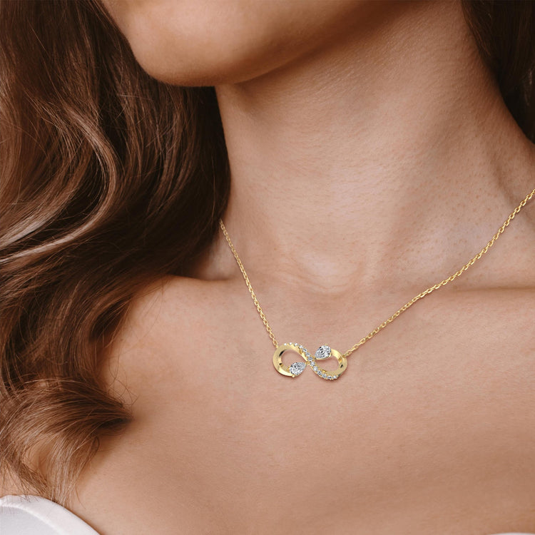 0.29CTW Lab Diamond Infinity Necklace In 14K Solid Gold/Platinum - 