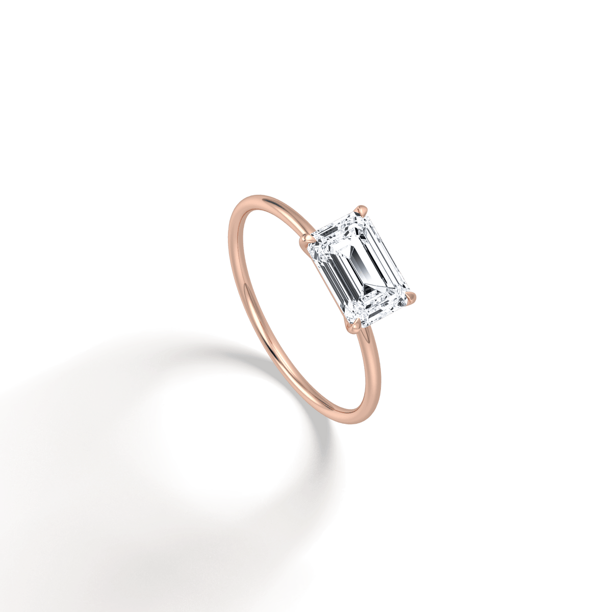 Minimalist Radiant Cut 1CT Lab Diamond Engagement Ring - Rings