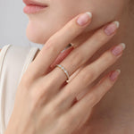 14K Solid Gold Anniversary Band Ring With Lab Diamond - Rings