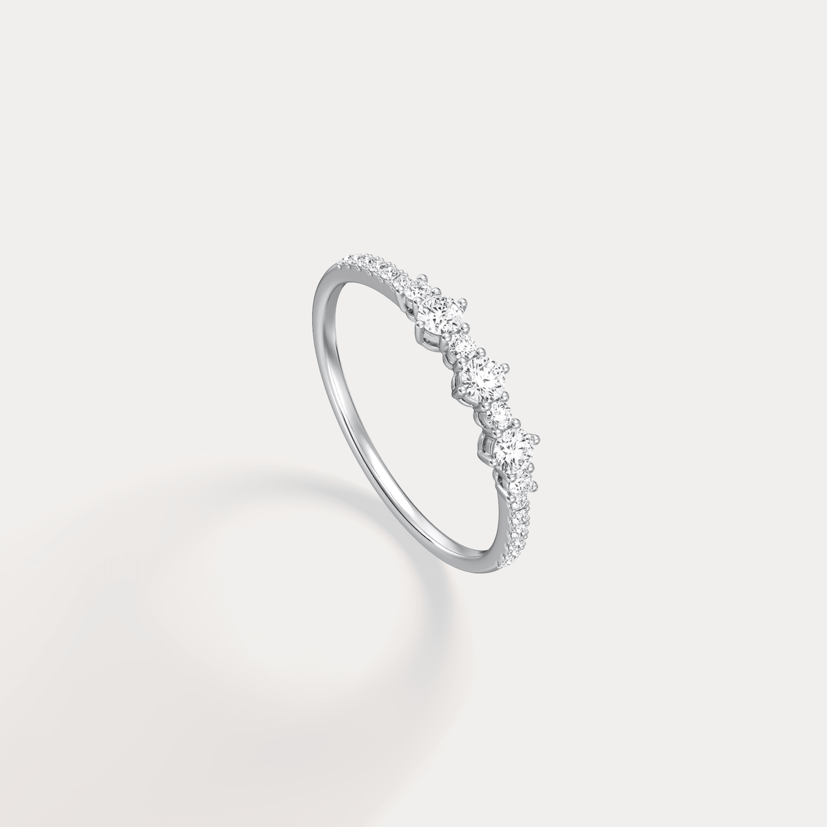 14K Solid Gold Anniversary Band Ring With Lab Diamond - Rings