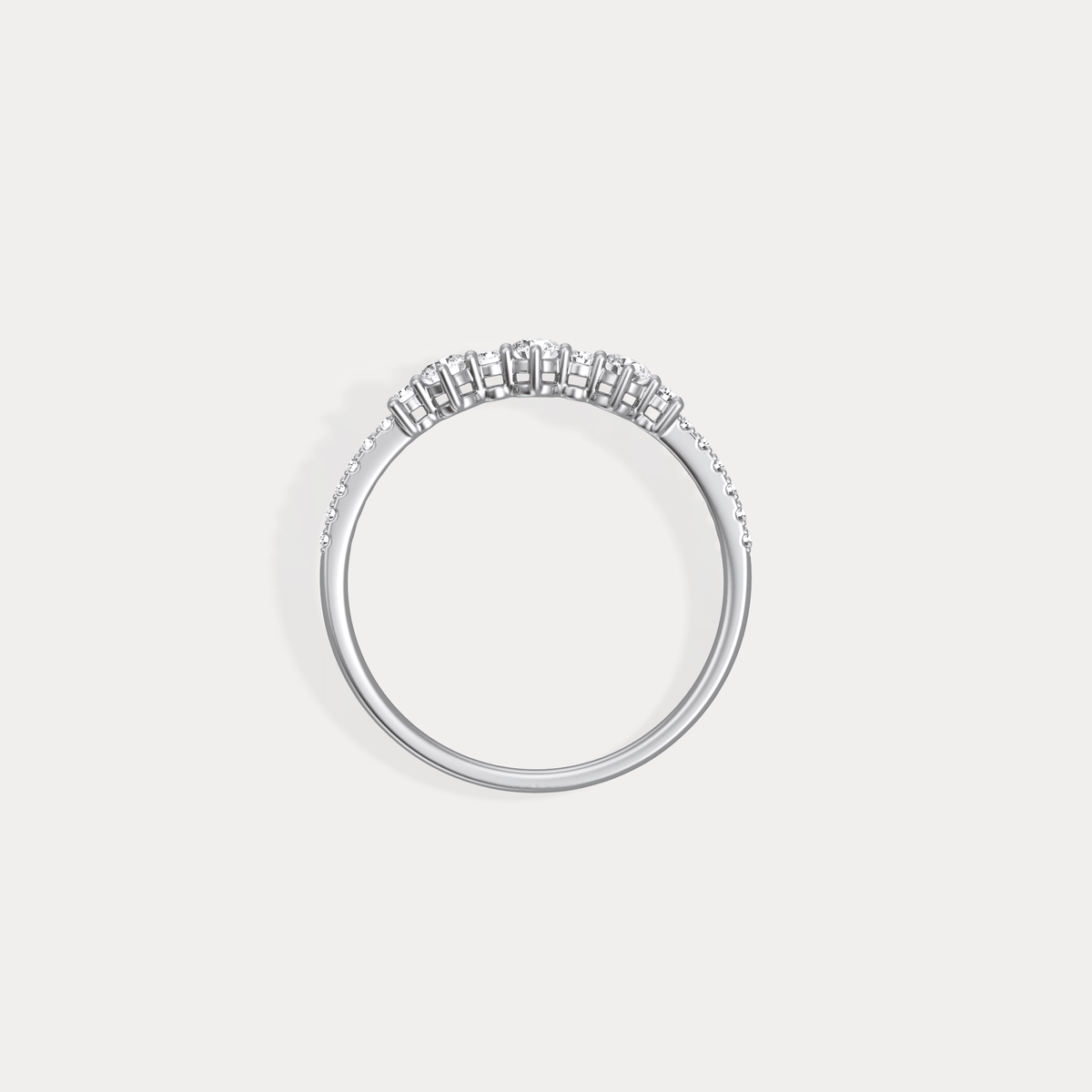 14K Solid Gold Anniversary Band Ring With Lab Diamond - Rings
