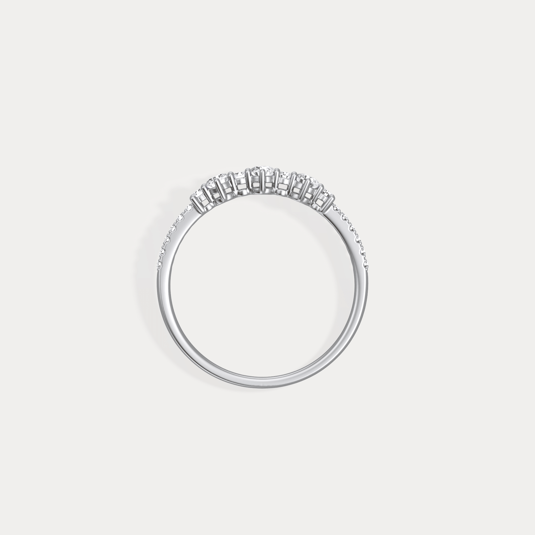 14K Solid Gold Anniversary Band Ring With Lab Diamond - Rings