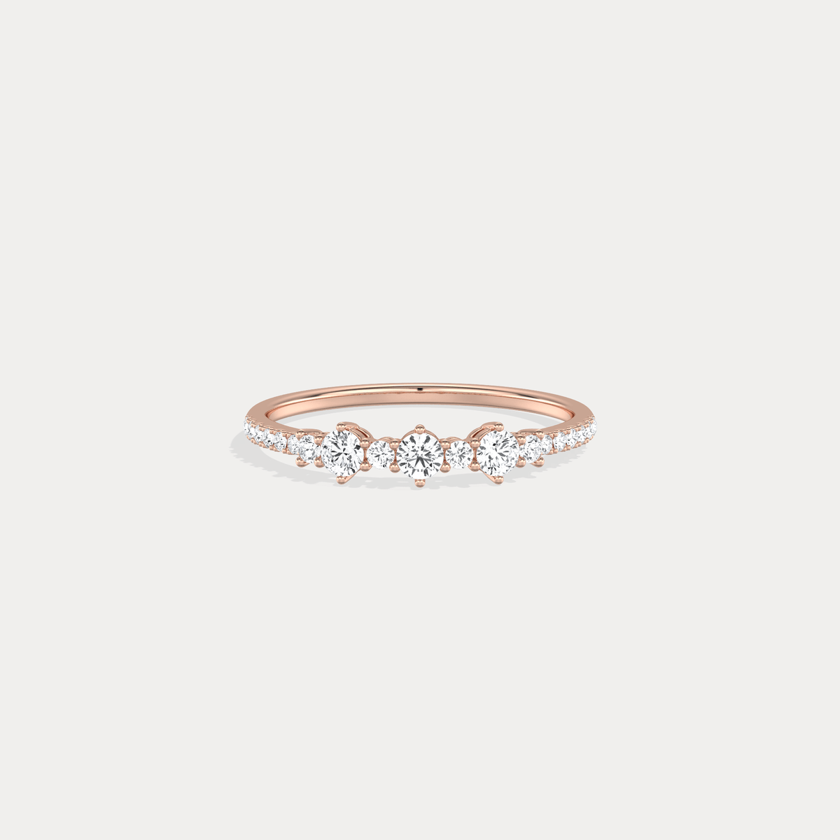14K Solid Gold Anniversary Band Ring With Lab Diamond - Rings