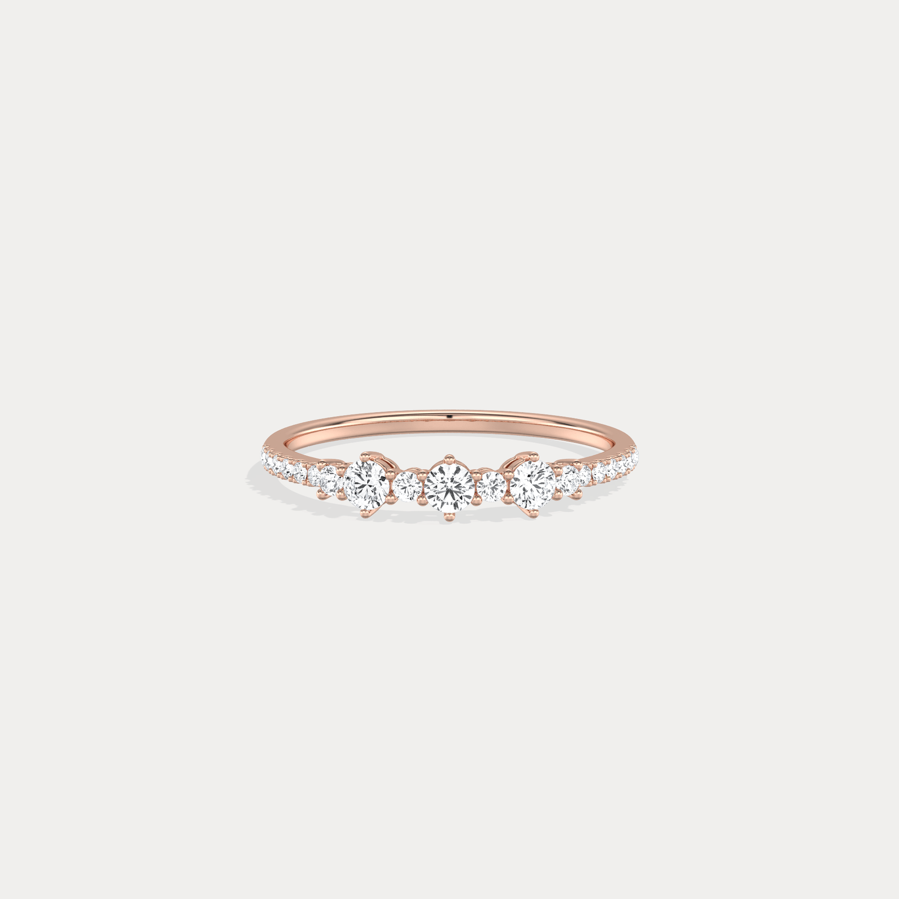 14K Solid Gold Anniversary Band Ring With Lab Diamond - Rings