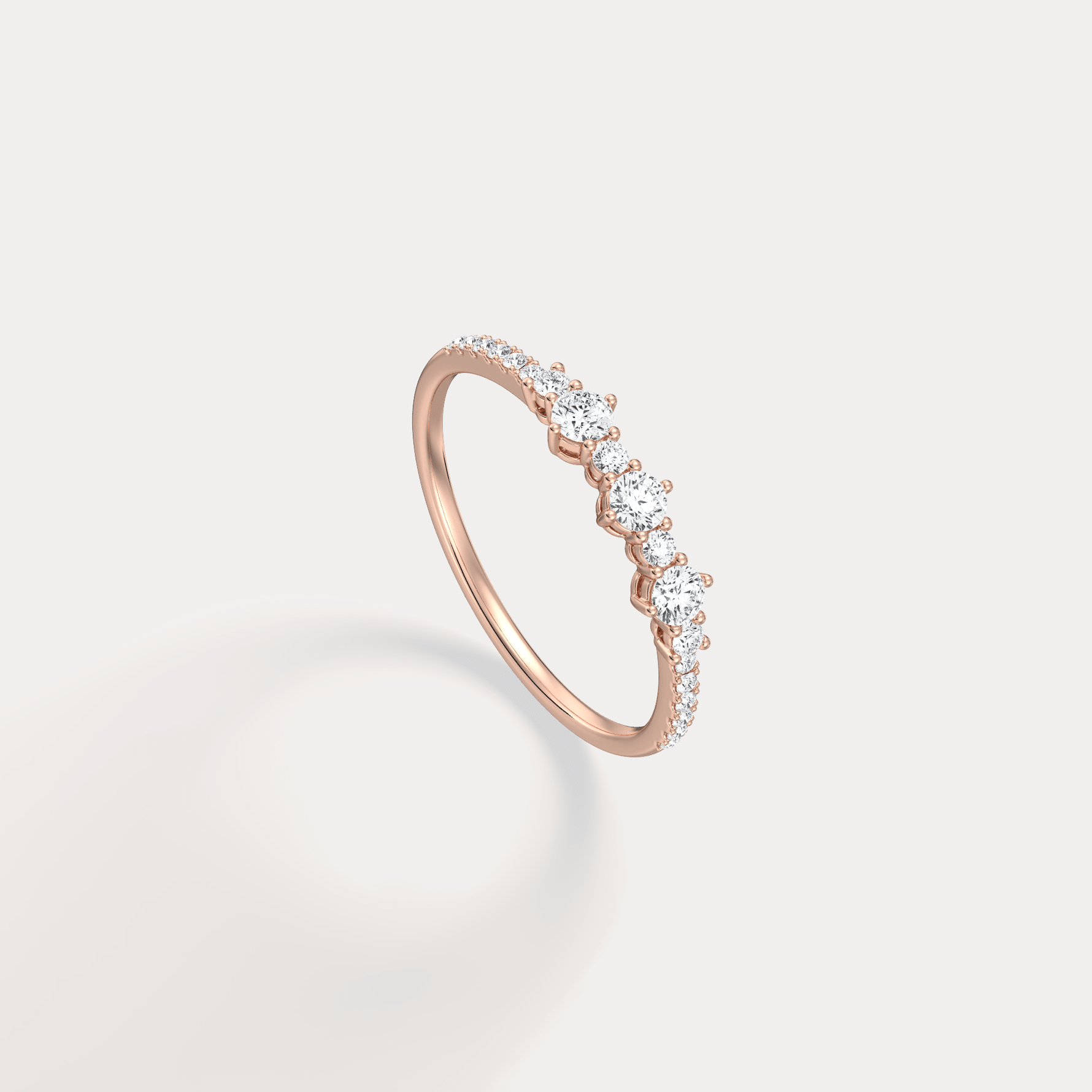 14K Solid Gold Anniversary Band Ring With Lab Diamond - Rings