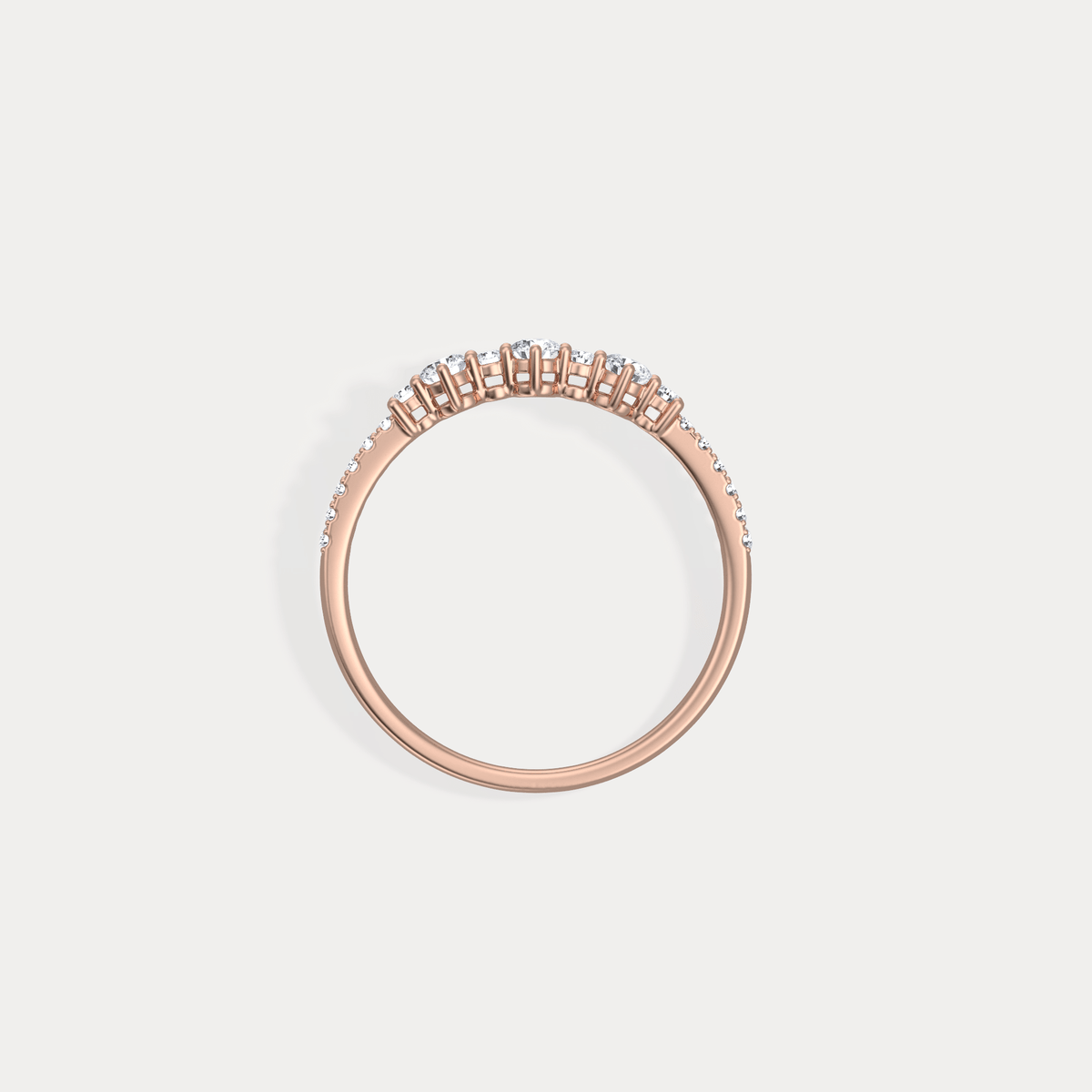 14K Solid Gold Anniversary Band Ring With Lab Diamond - Rings