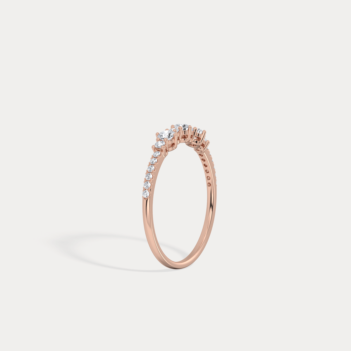 14K Solid Gold Anniversary Band Ring With Lab Diamond - Rings