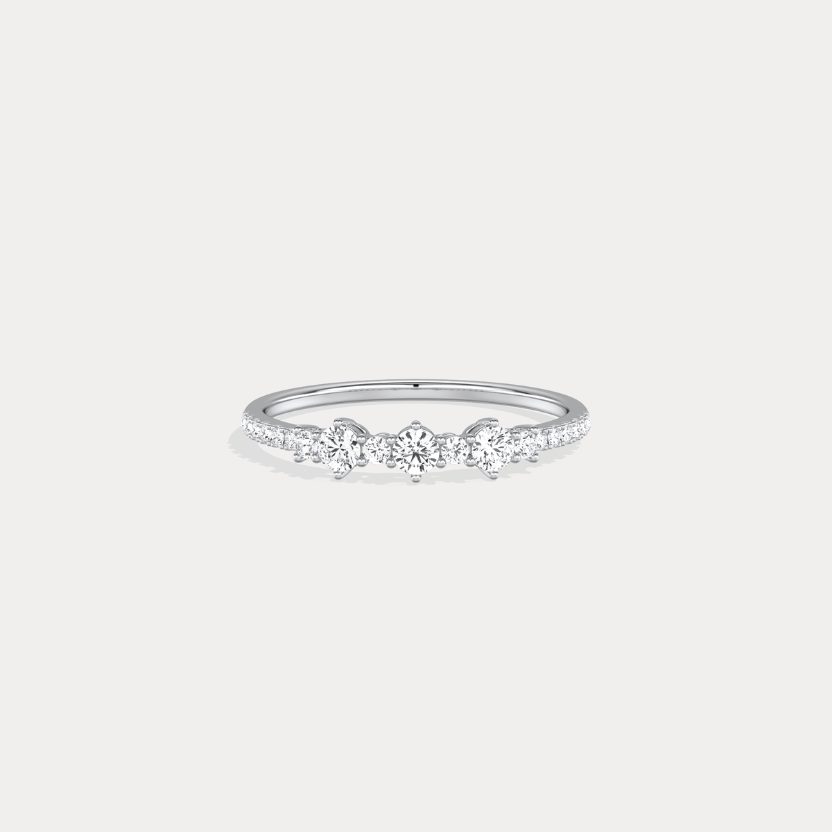 14K Solid Gold Anniversary Band Ring With Lab Diamond - Rings