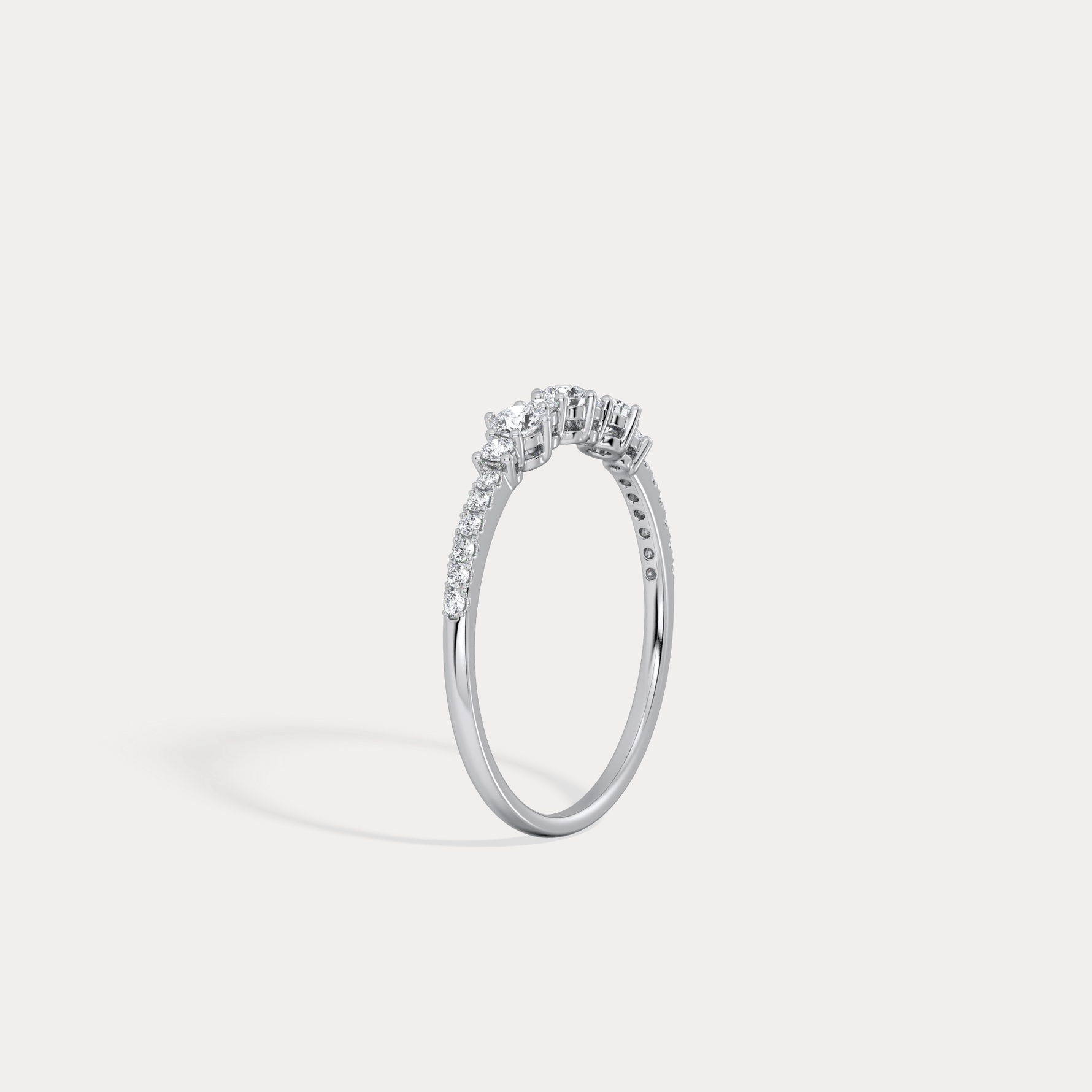 14K Solid Gold Anniversary Band Ring With Lab Diamond - Rings