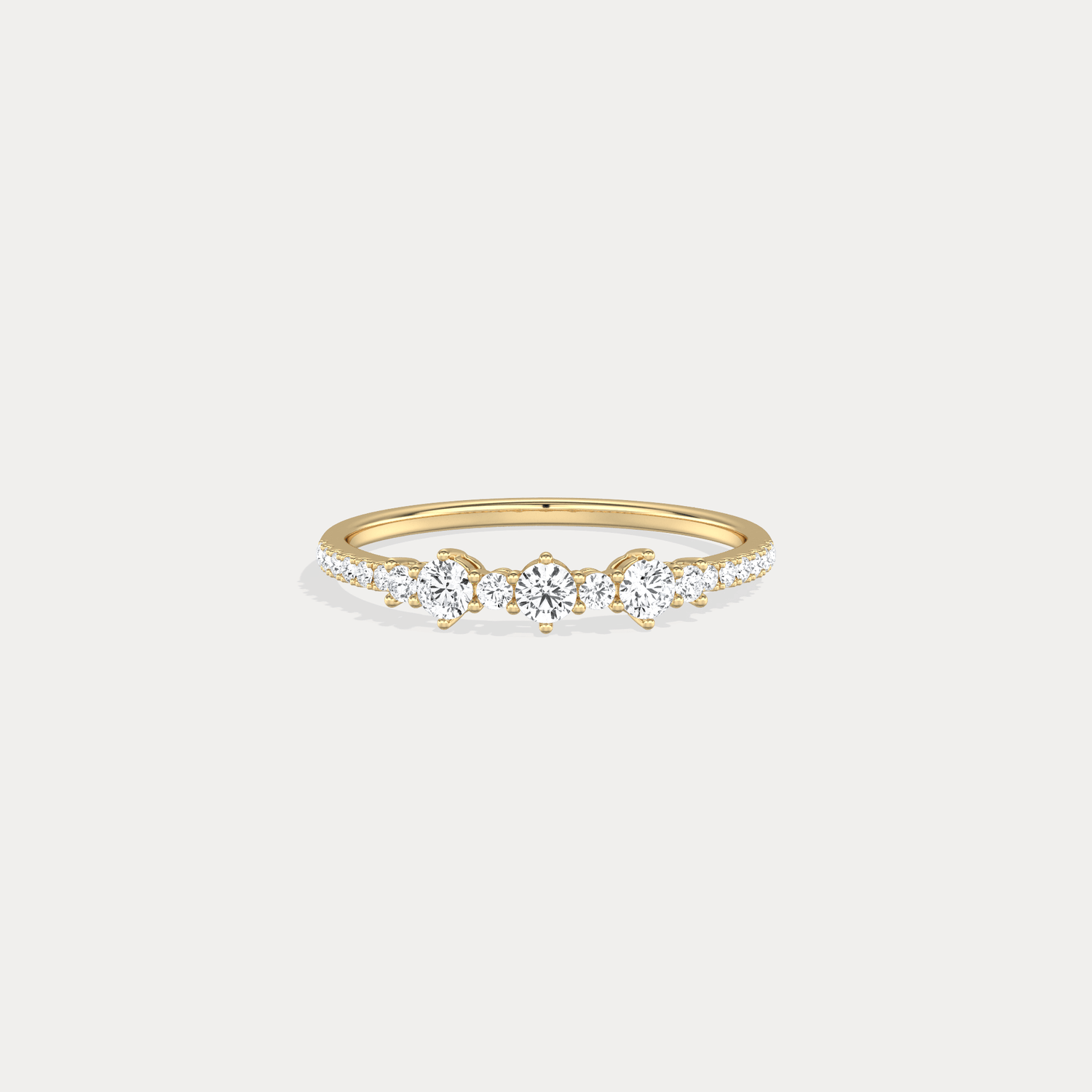 14K Solid Gold Anniversary Band Ring With Lab Diamond - Rings