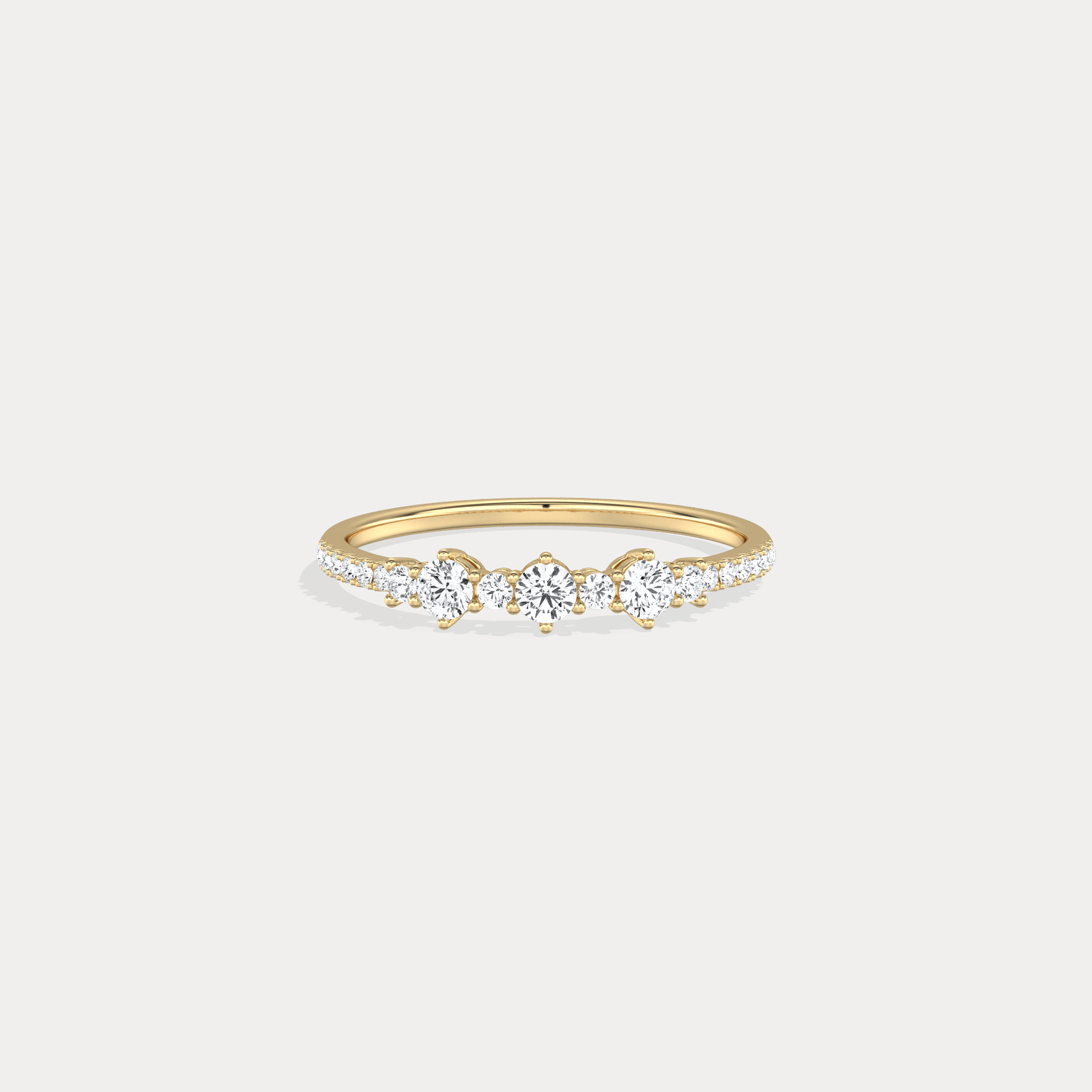 14K Solid Gold Anniversary Band Ring With Lab Diamond - Rings