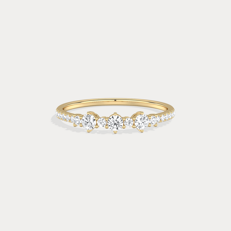 14K Solid Gold Anniversary Band Ring With Lab Diamond - Rings