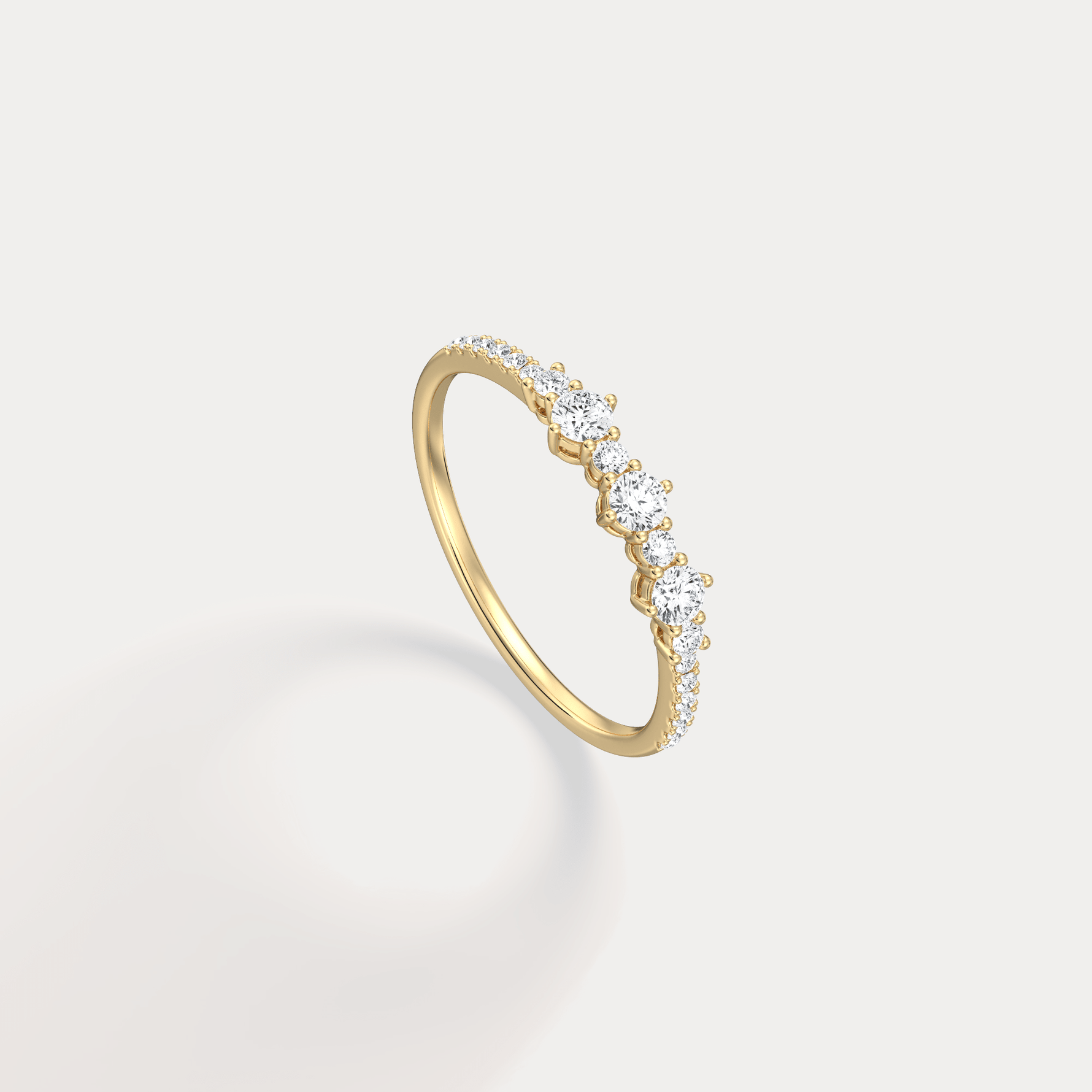 14K Solid Gold Anniversary Band Ring With Lab Diamond - Rings