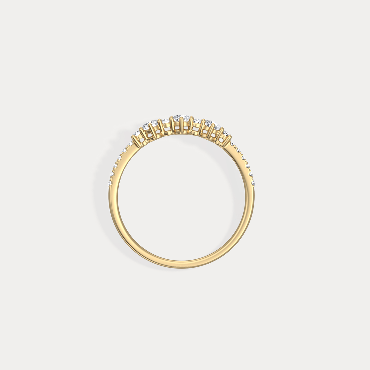 14K Solid Gold Anniversary Band Ring With Lab Diamond - Rings