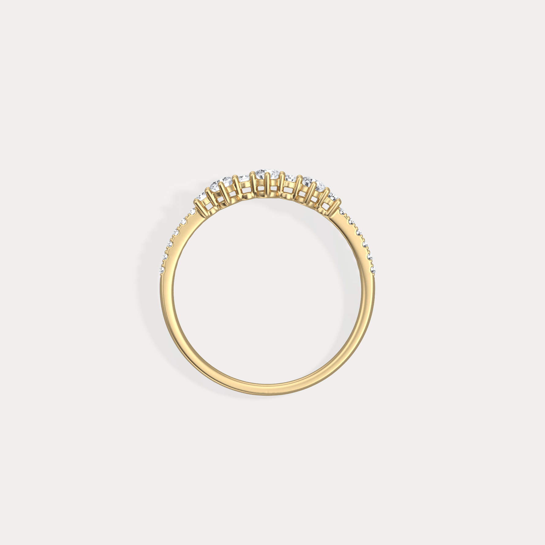 14K Solid Gold Anniversary Band Ring With Lab Diamond - Rings