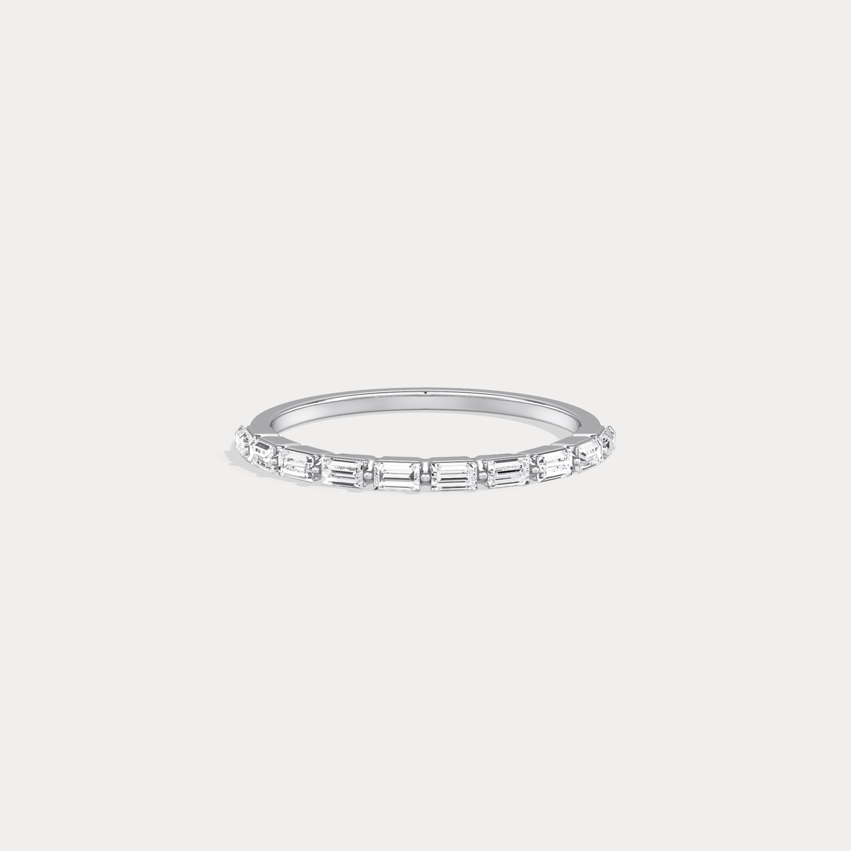 Dainty Baguette Lab Grown Diamond Half Eternity Ring in 14K Gold/Platinum - Rings