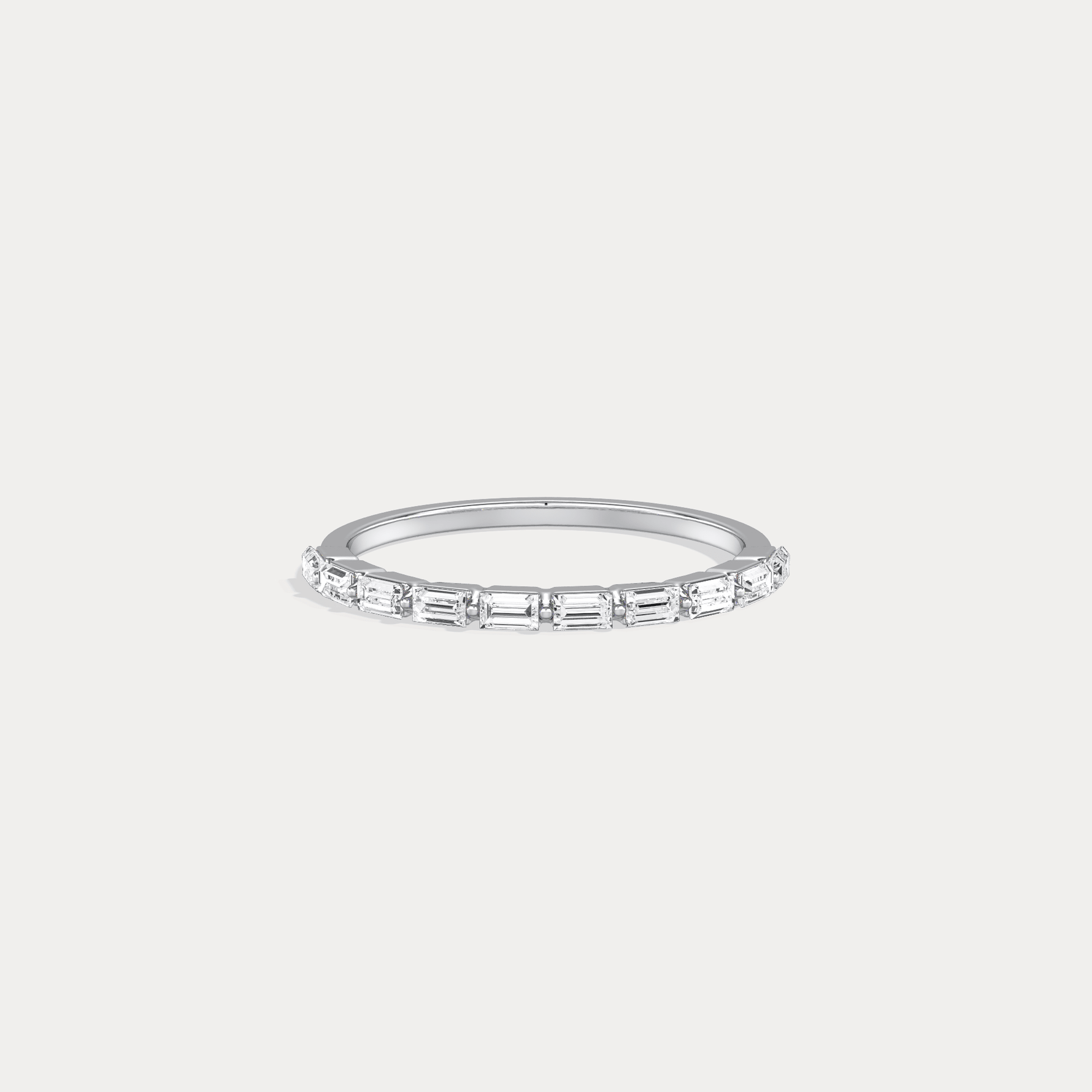 Dainty Baguette Lab Grown Diamond Half Eternity Ring in 14K Gold/Platinum - Rings