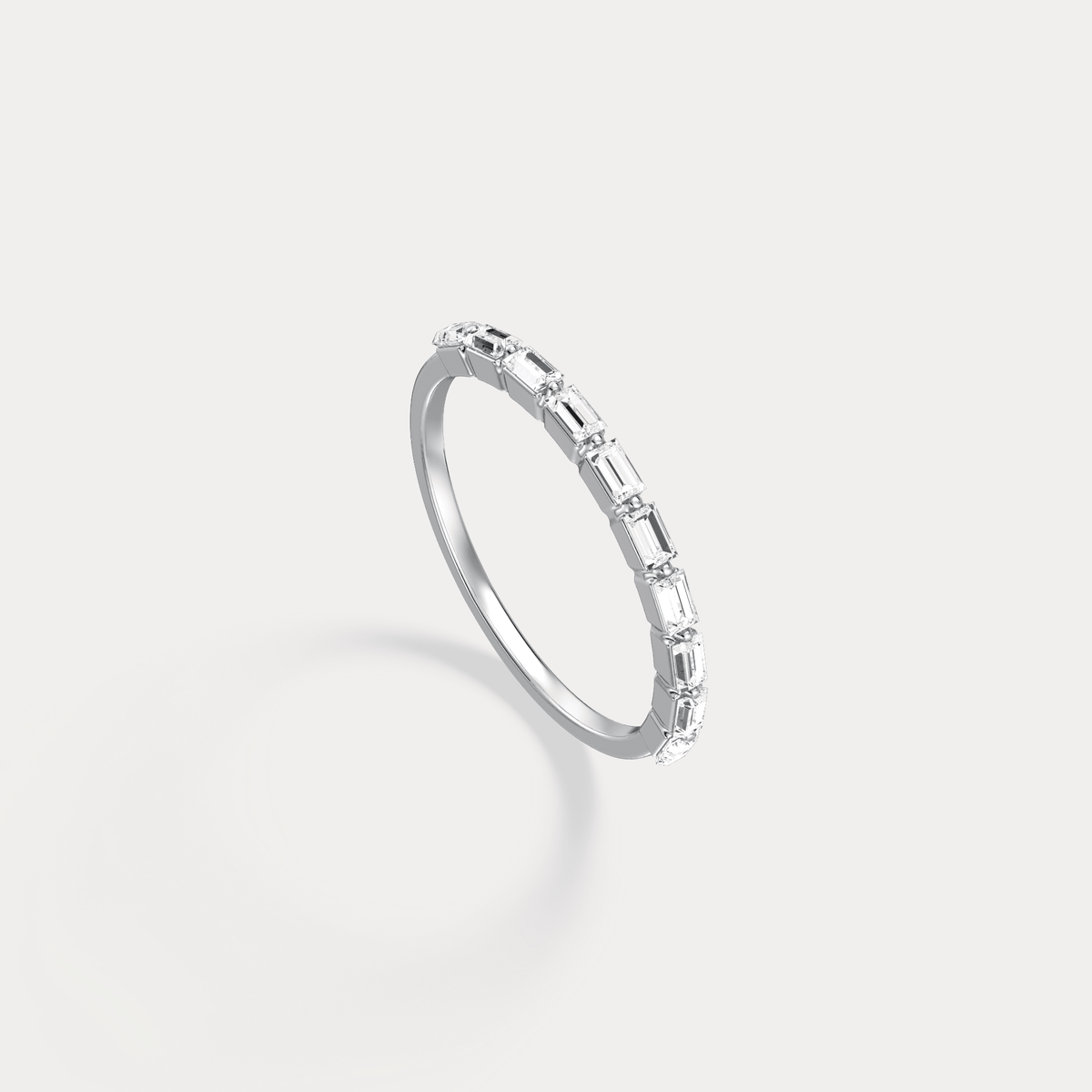 Dainty Baguette Lab Grown Diamond Half Eternity Ring in 14K Gold/Platinum - Rings