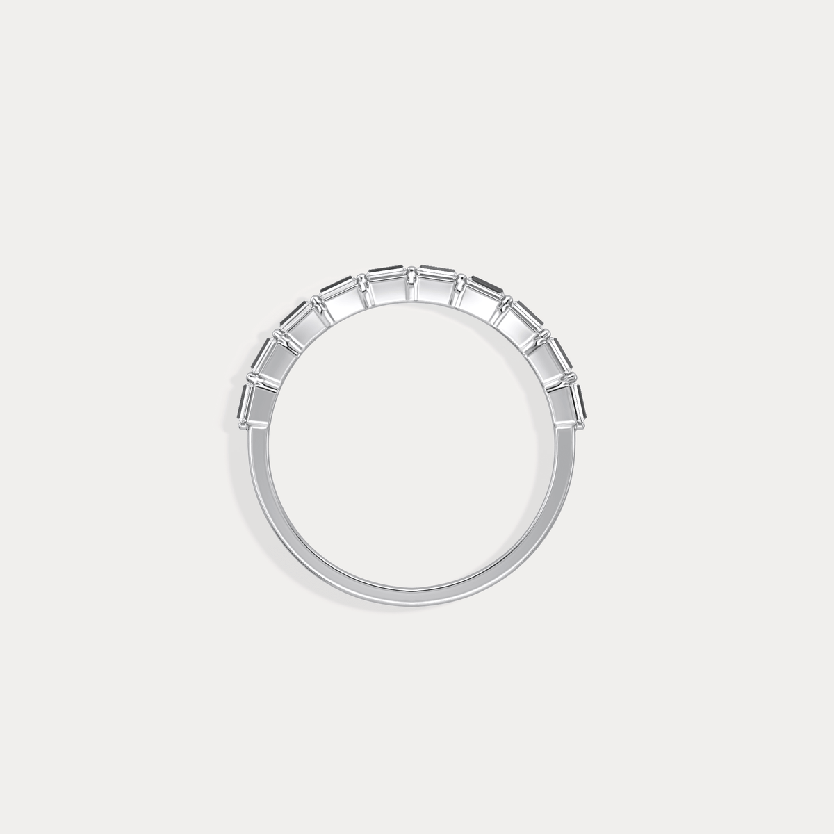 Dainty Baguette Lab Grown Diamond Half Eternity Ring in 14K Gold/Platinum - Rings