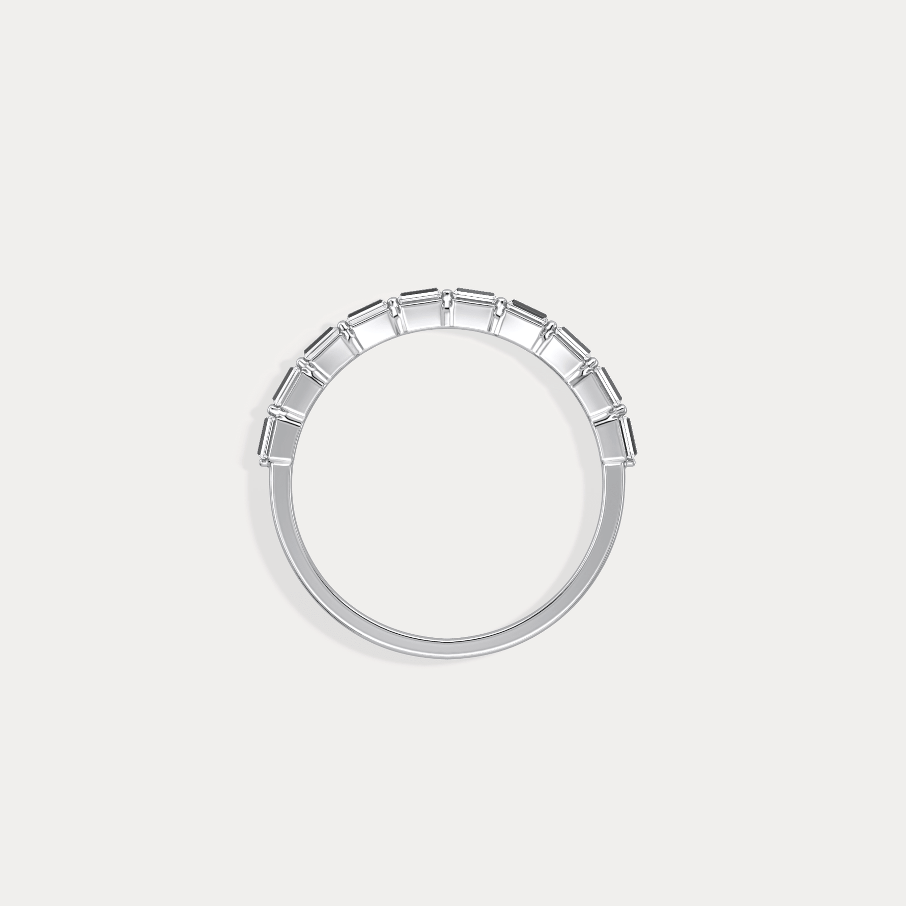 Dainty Baguette Lab Grown Diamond Half Eternity Ring in 14K Gold/Platinum - Rings