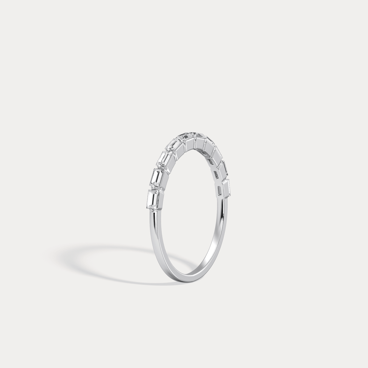 Dainty Baguette Lab Grown Diamond Half Eternity Ring in 14K Gold/Platinum - Rings