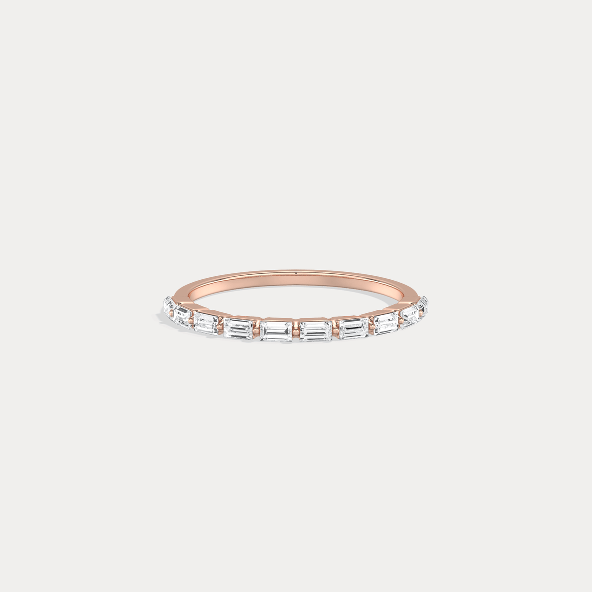 Dainty Baguette Lab Grown Diamond Half Eternity Ring in 14K Gold/Platinum - Rings