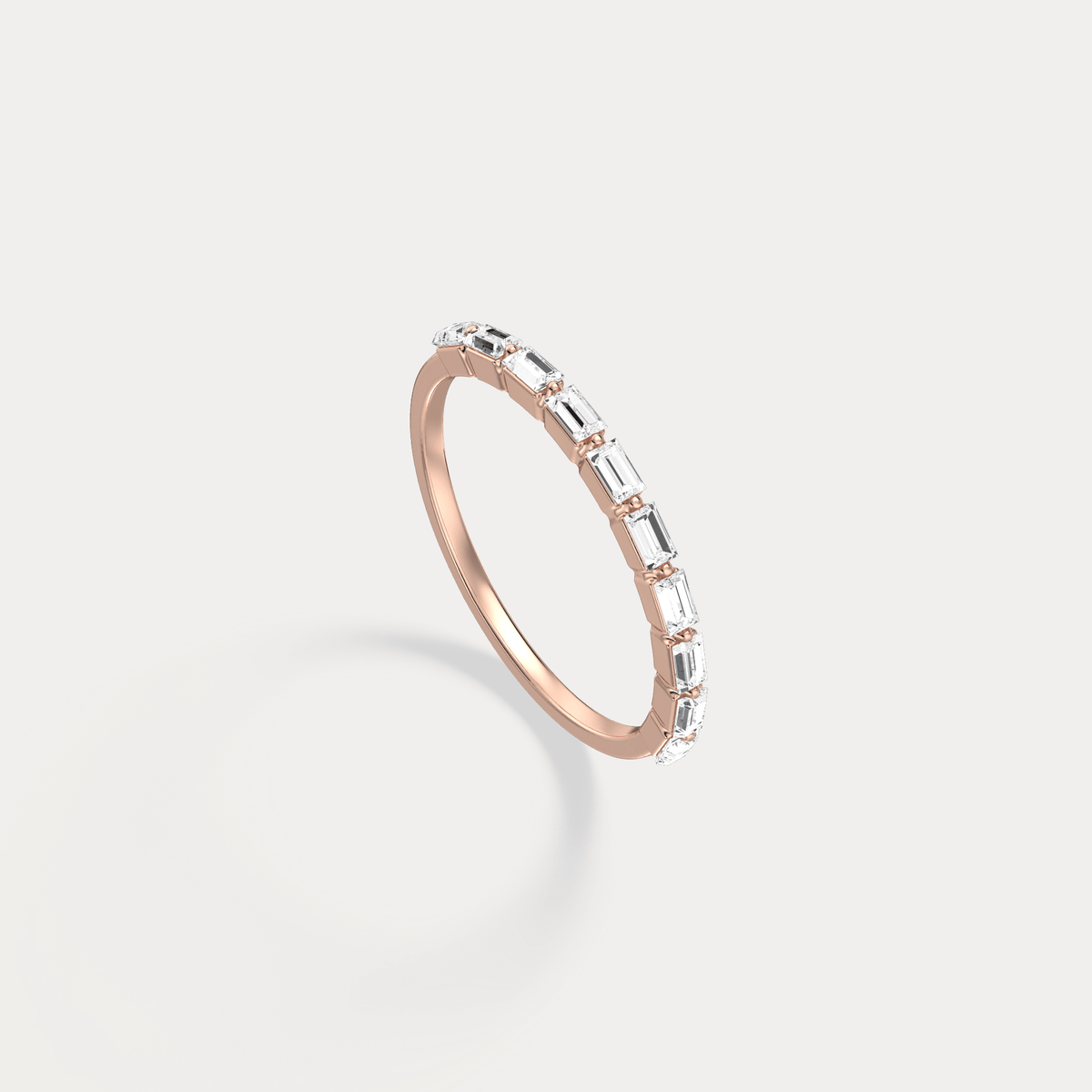 Dainty Baguette Lab Grown Diamond Half Eternity Ring in 14K Gold/Platinum - Rings