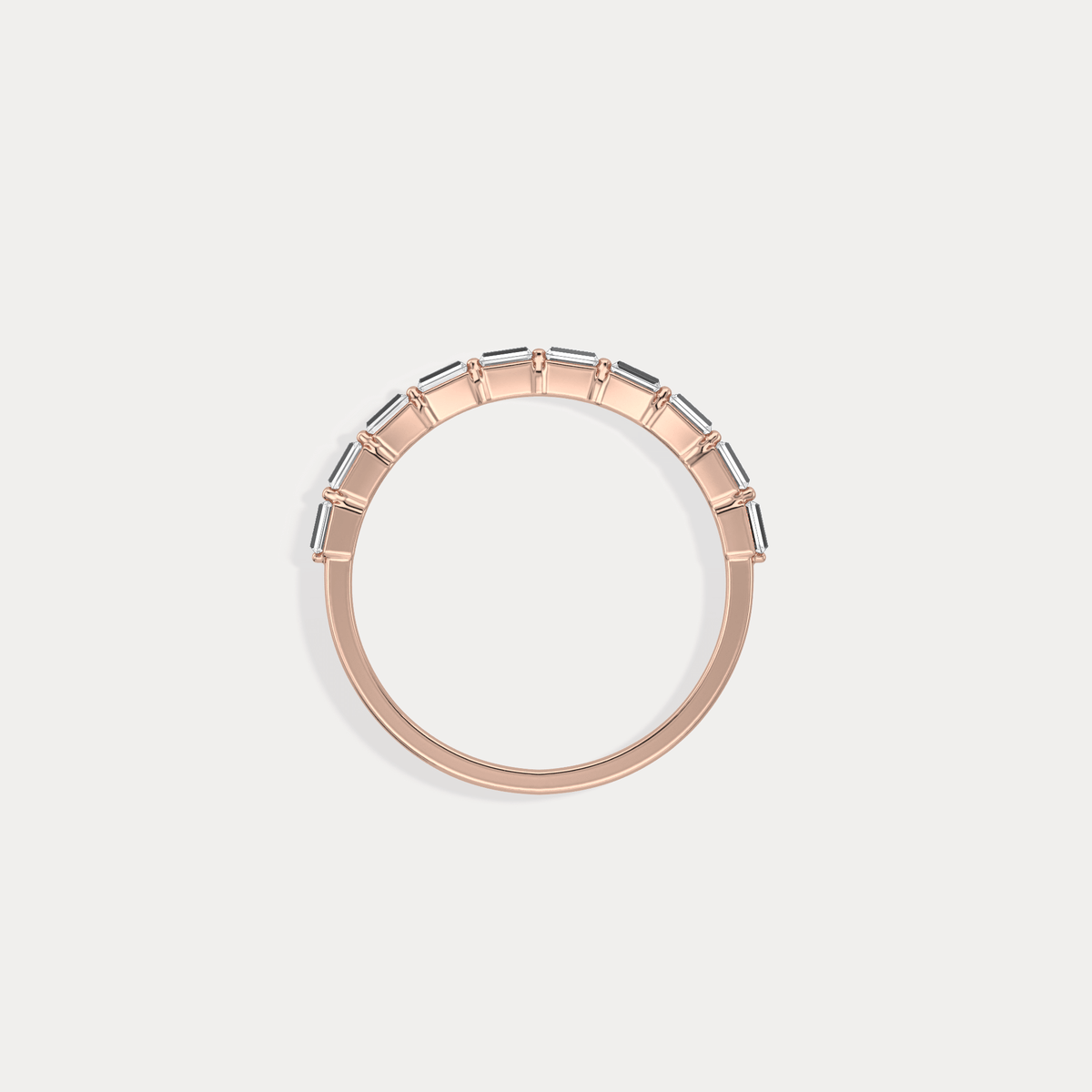Dainty Baguette Lab Grown Diamond Half Eternity Ring in 14K Gold/Platinum - Rings