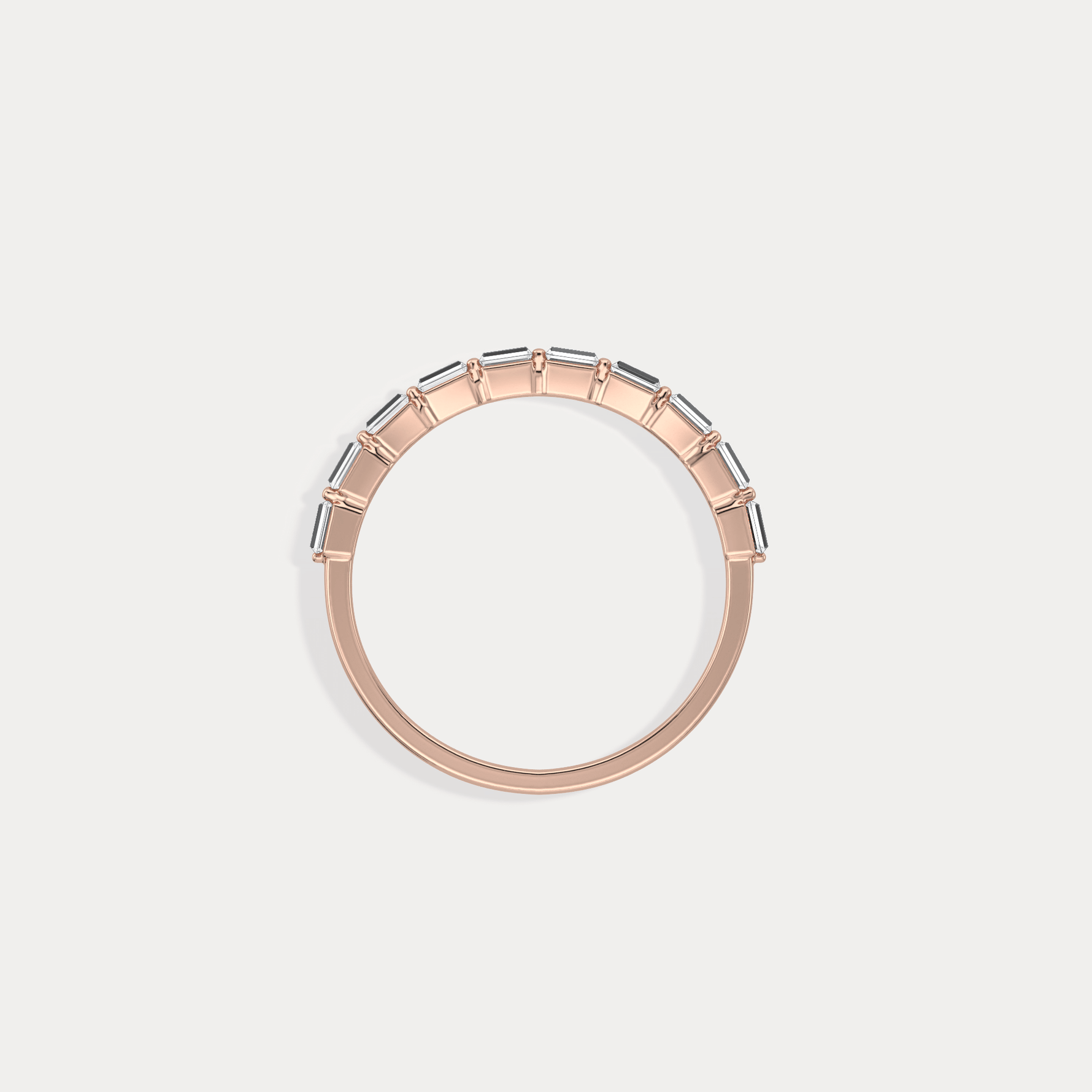 Dainty Baguette Lab Grown Diamond Half Eternity Ring in 14K Gold/Platinum - Rings