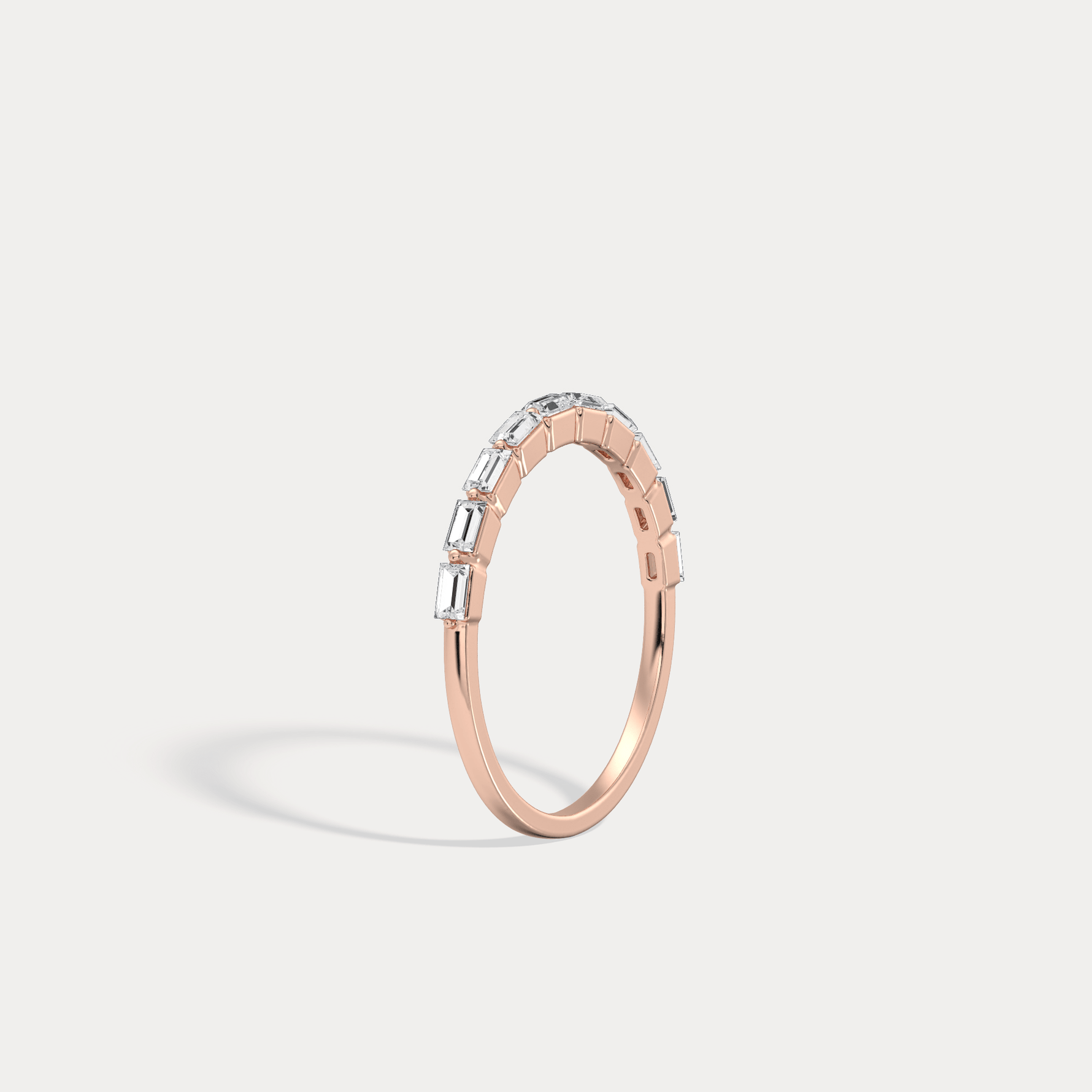 Dainty Baguette Lab Grown Diamond Half Eternity Ring in 14K Gold/Platinum - Rings