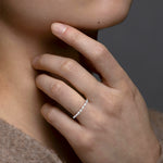 Dainty Baguette Lab Grown Diamond Half Eternity Ring in 14K Gold/Platinum - Rings