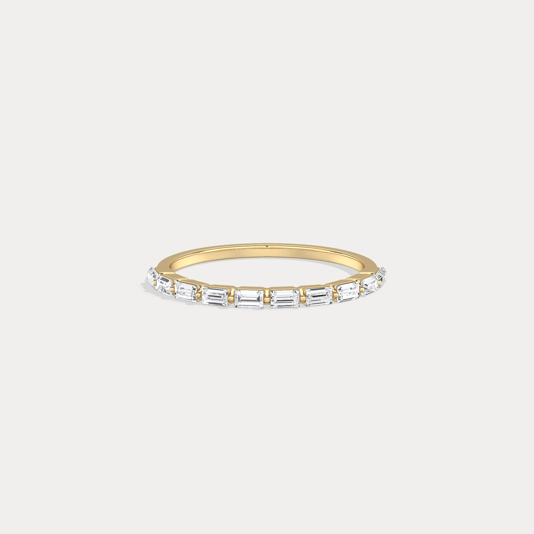 Dainty Baguette Lab Grown Diamond Half Eternity Ring in 14K Gold/Platinum - Rings