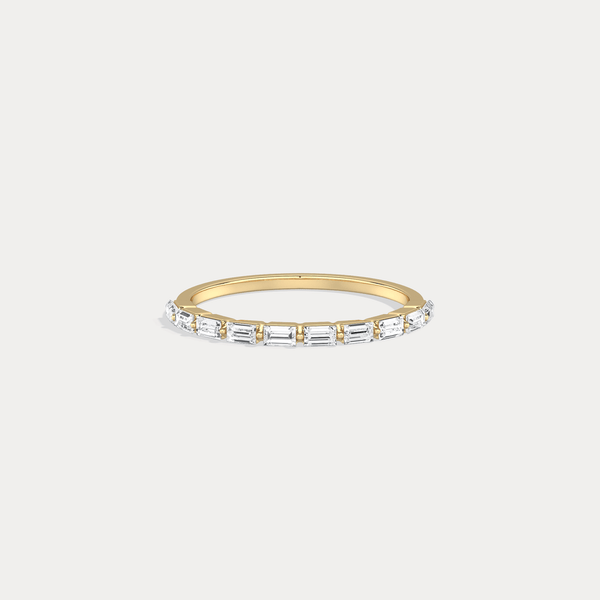 Dainty Baguette Lab Grown Diamond Half Eternity Ring in 14K Gold/Platinum - Rings