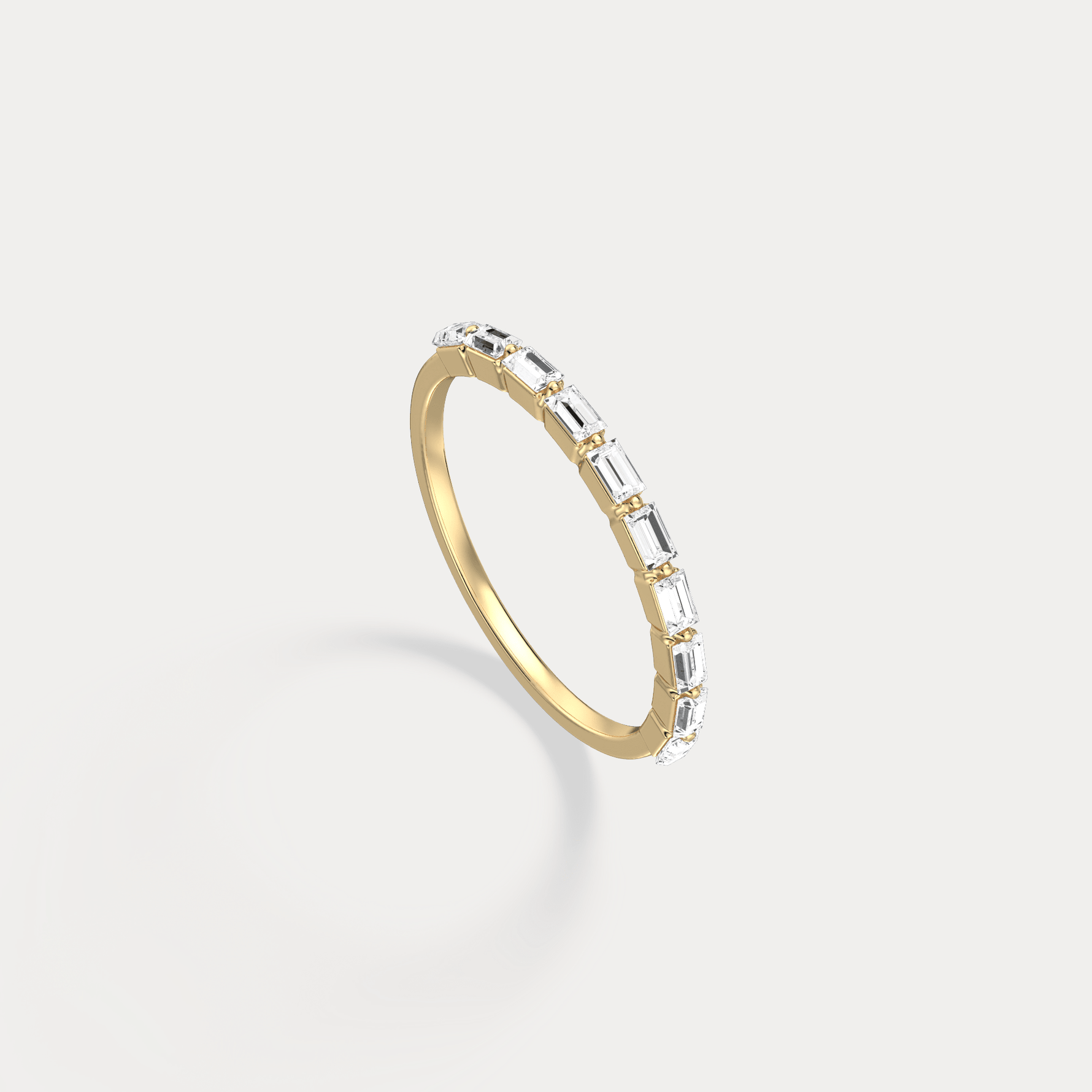 Dainty Baguette Lab Grown Diamond Half Eternity Ring in 14K Gold/Platinum - Rings