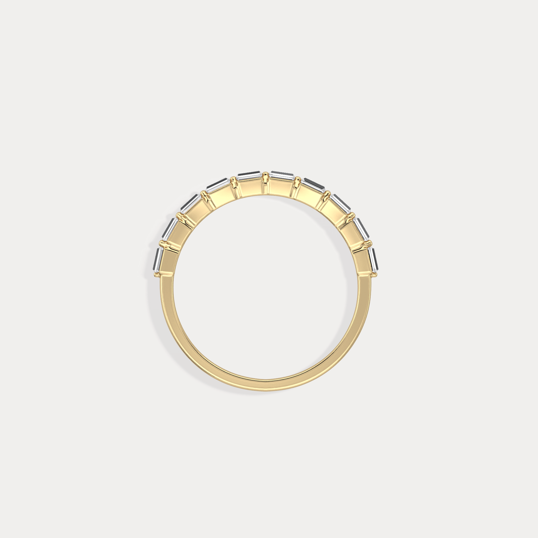 Dainty Baguette Lab Grown Diamond Half Eternity Ring in 14K Gold/Platinum - Rings