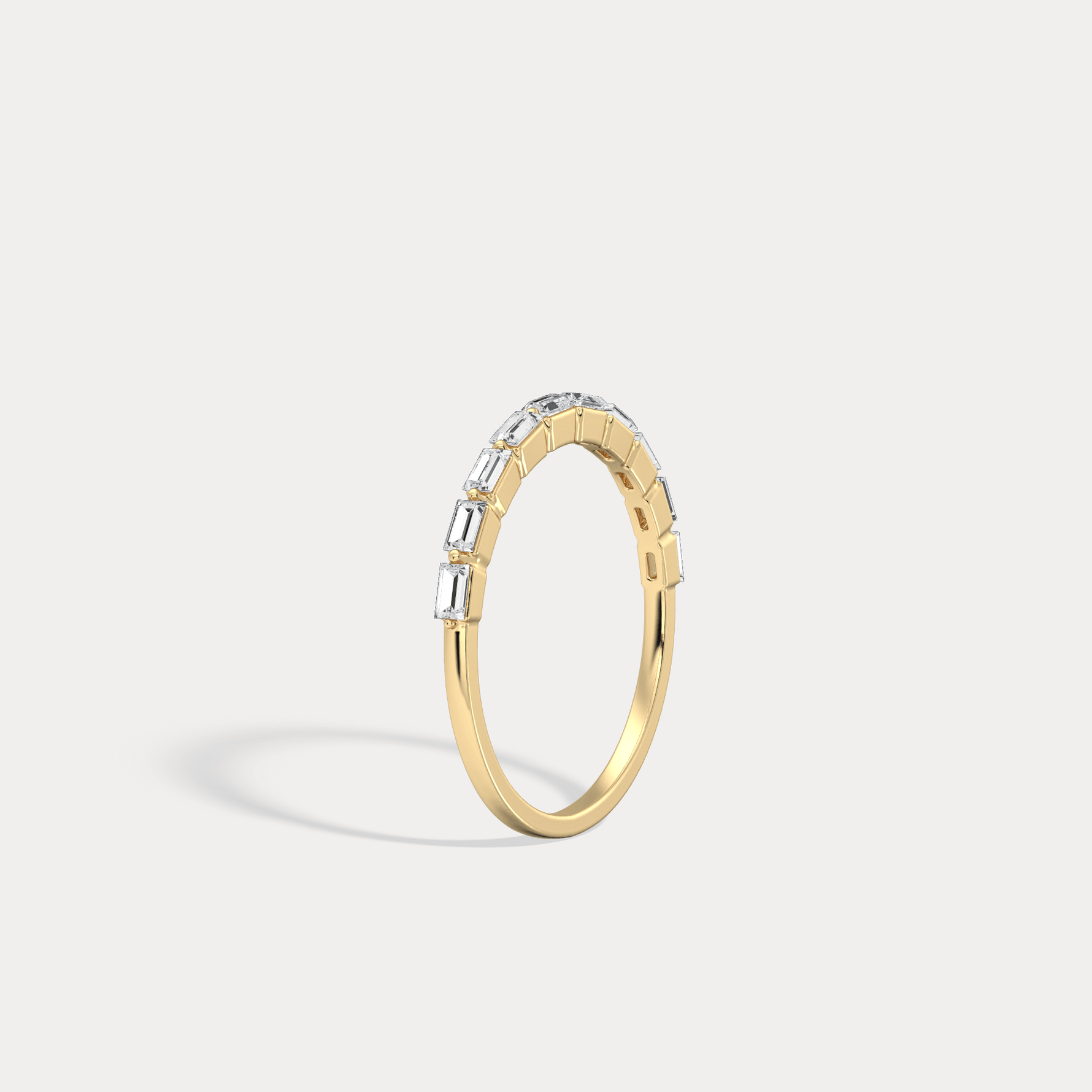 Dainty Baguette Lab Grown Diamond Half Eternity Ring in 14K Gold/Platinum - Rings