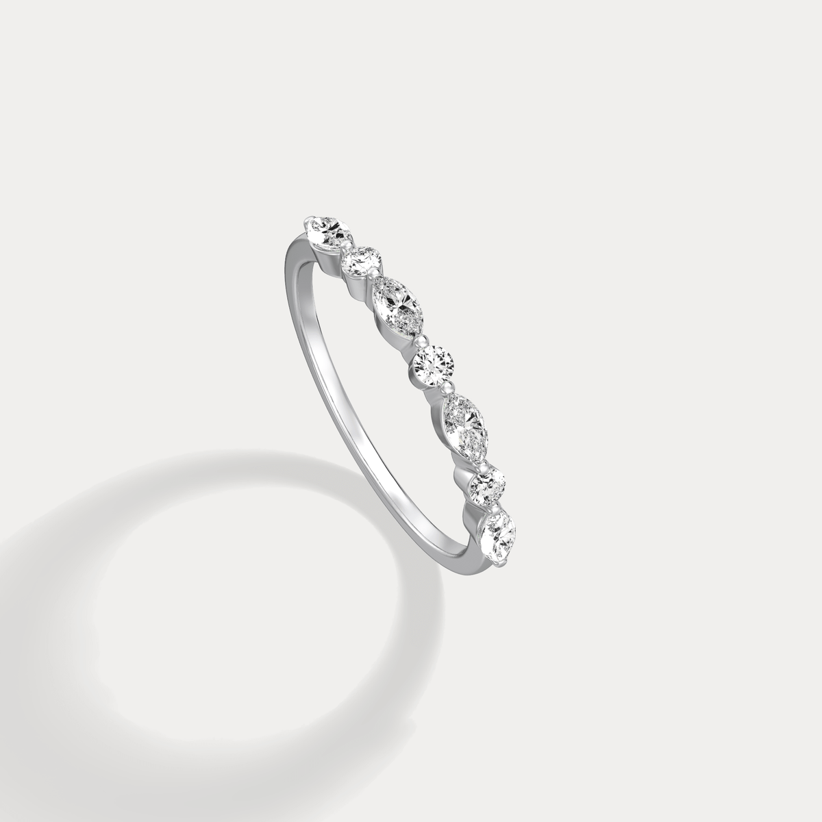 Lab Grown Diamond Half Eternity Stackable Ring In 14K Solid Gold/Platinum - Rings