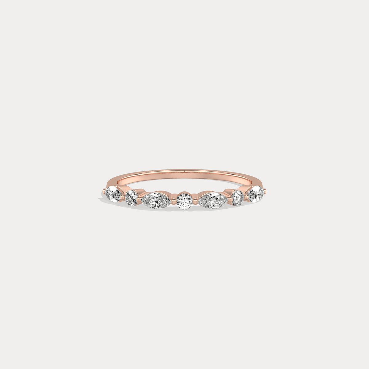 Lab Grown Diamond Half Eternity Stackable Ring In 14K Solid Gold/Platinum - Rings