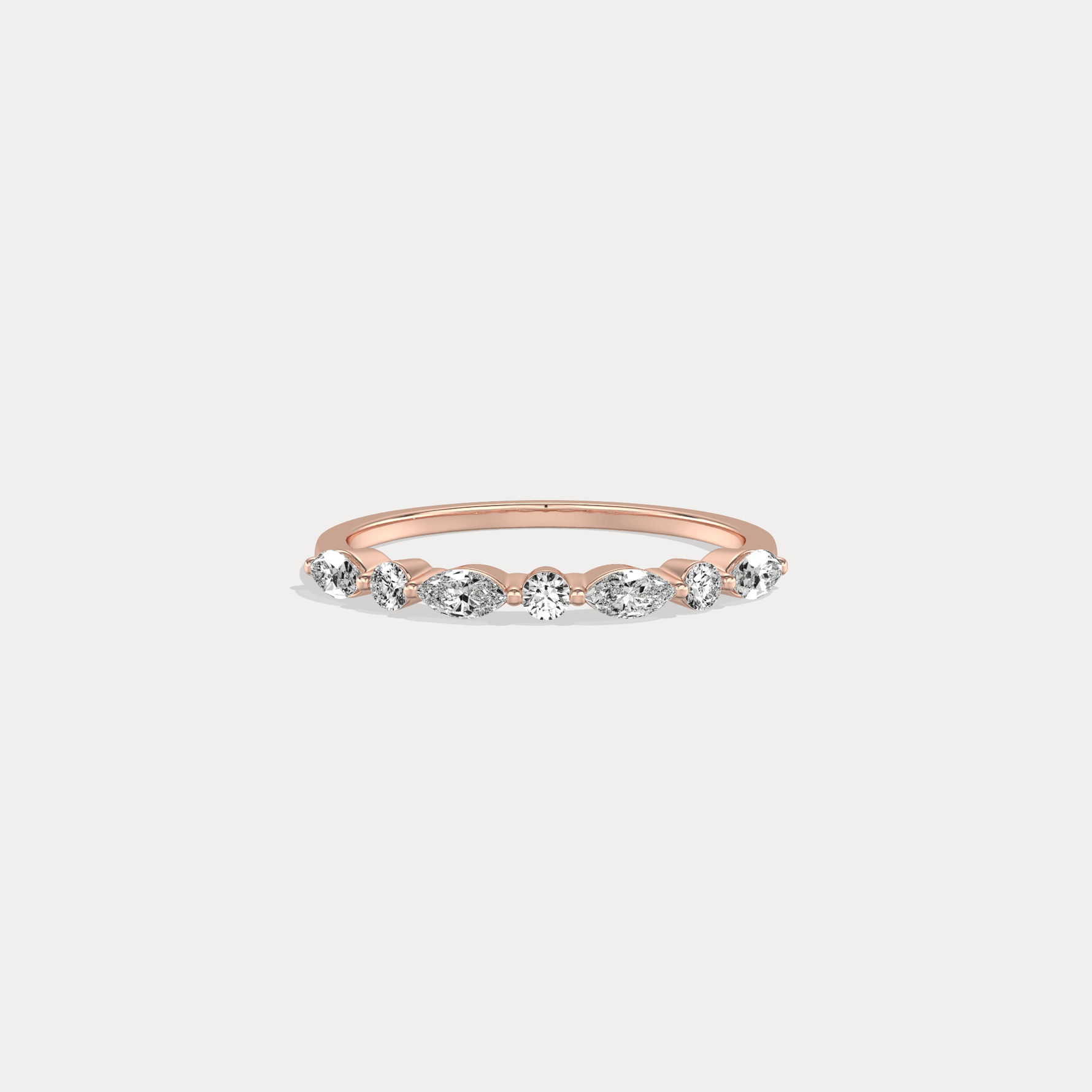 Lab Grown Diamond Half Eternity Stackable Ring In 14K Solid Gold/Platinum - Rings