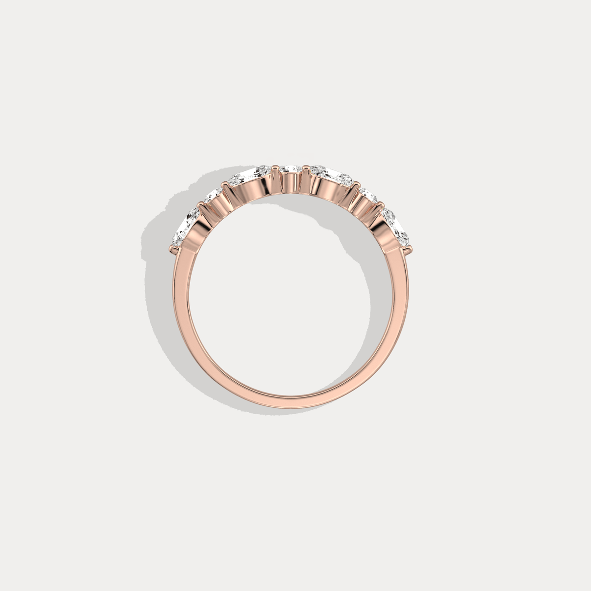 Lab Grown Diamond Half Eternity Stackable Ring In 14K Solid Gold/Platinum - Rings