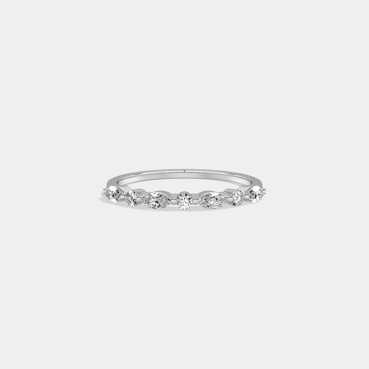 Lab Grown Diamond Half Eternity Stackable Ring In 14K Solid Gold/Platinum - Rings