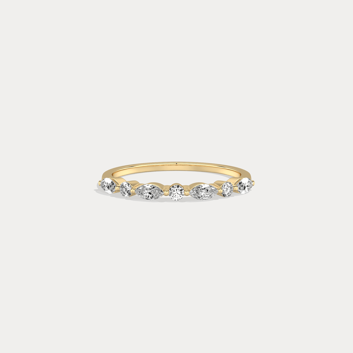 Lab Grown Diamond Half Eternity Stackable Ring In 14K Solid Gold/Platinum - Rings