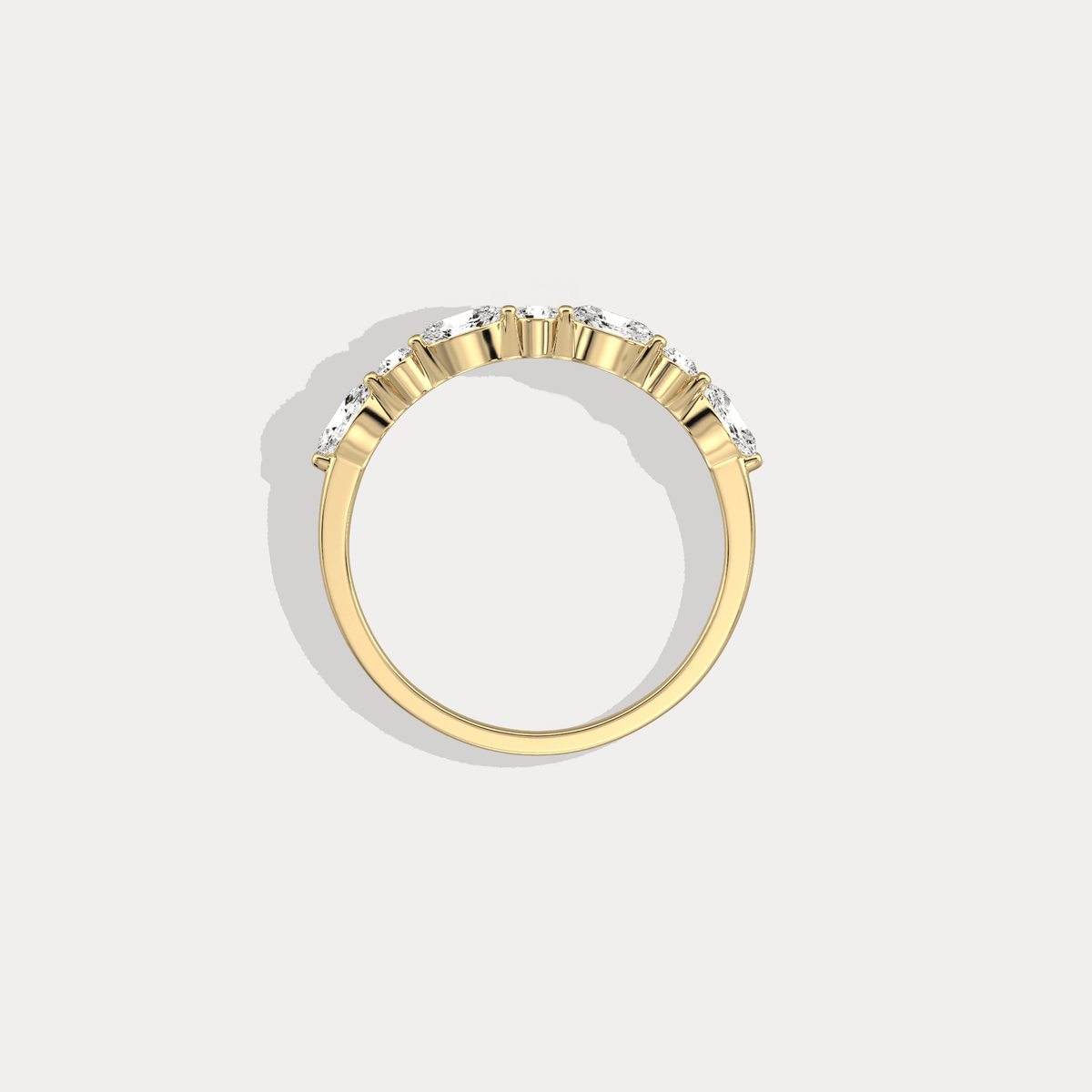 Lab Grown Diamond Half Eternity Stackable Ring In 14K Solid Gold/Platinum - Rings