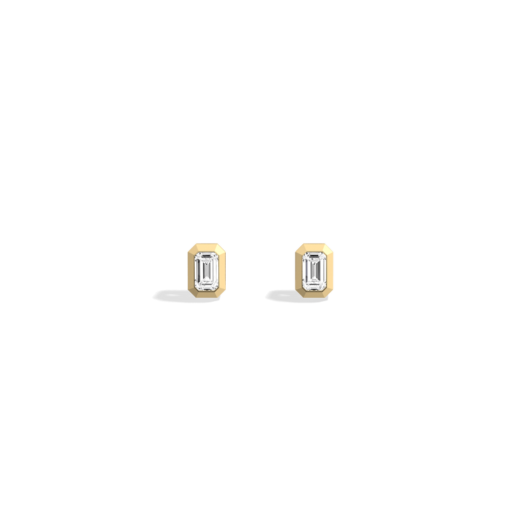 Lab Diamond Hexagon Bezel Studs - Earrings