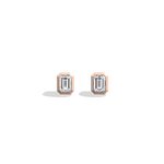 Octagon Bezel Set 2CTW Emerald Cut Solitaire Diamond Stud Earrings - Earrings