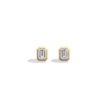 Octagon Bezel Set 2CTW Emerald Cut Solitaire Diamond Stud Earrings - Earrings